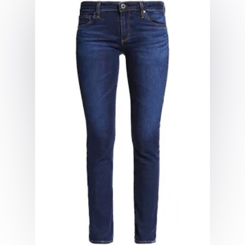 EUC AG Adriano Goldschmied Size 28R The Stilt Cigarette Leg Jeans in Dark Wash